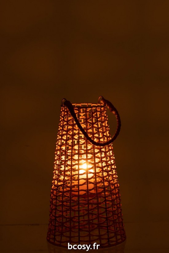 J-Line J Line lanternes photophores Jolipa Lanterne Anais Rotin Naturel Small.