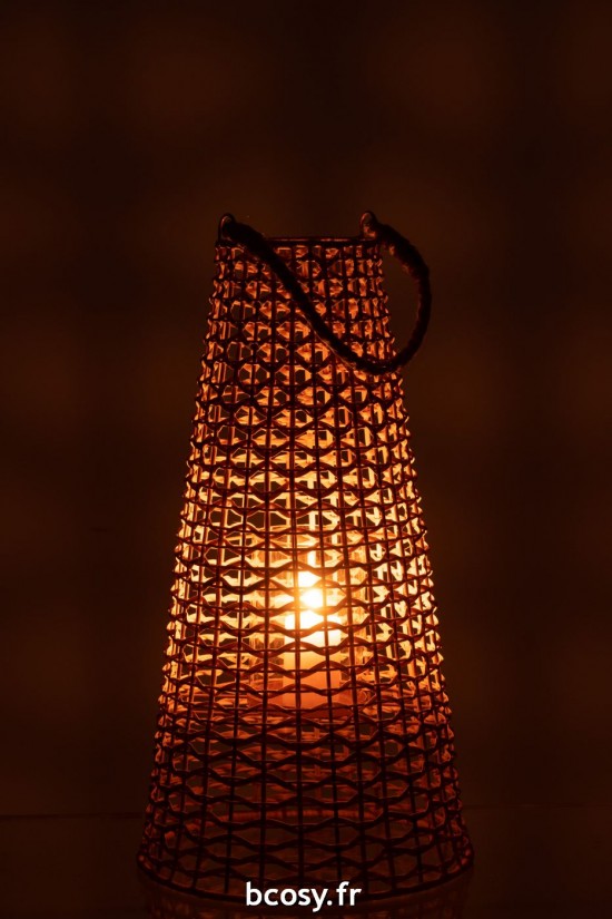 J-Line J Line lanternes photophores Jolipa Lanterne Anais Rotin Naturel Large.