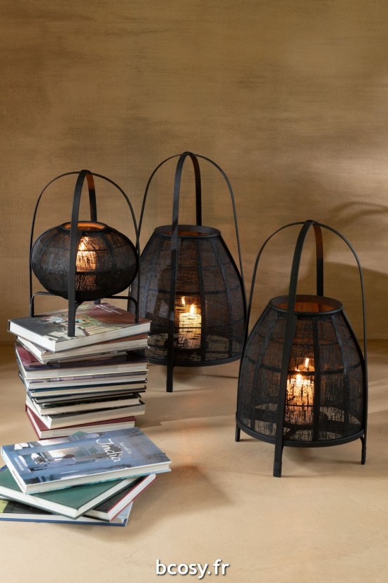 Jolipa Lanterne Hood Bambou Noir Medium.