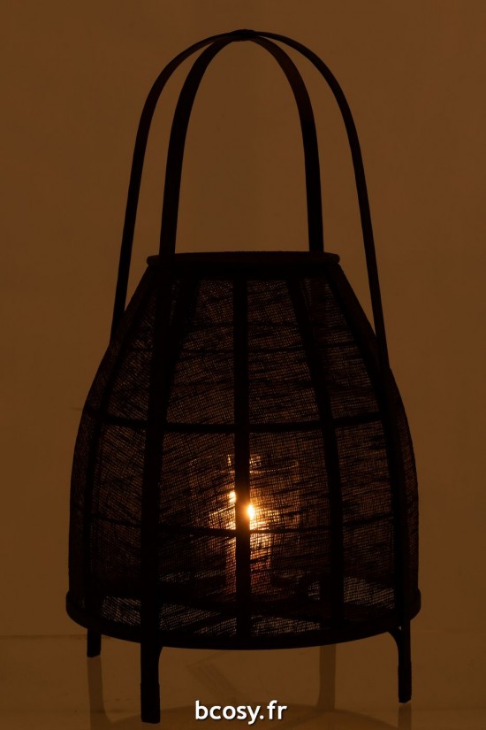 J-Line J Line lanternes photophores Jolipa Lanterne Hood Bambou Noir Large.