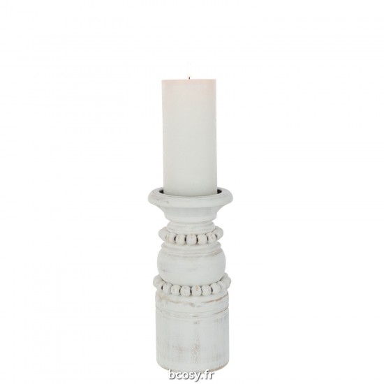 J-Line J Line chandeliers candélabres Jolipa Bougeoir Pila Pin Metal Blanc Large.