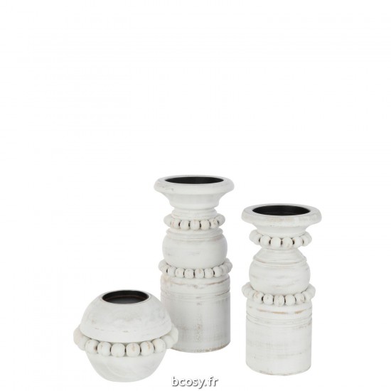 Jolipa Bougeoir Pila Pin Metal Blanc Large.