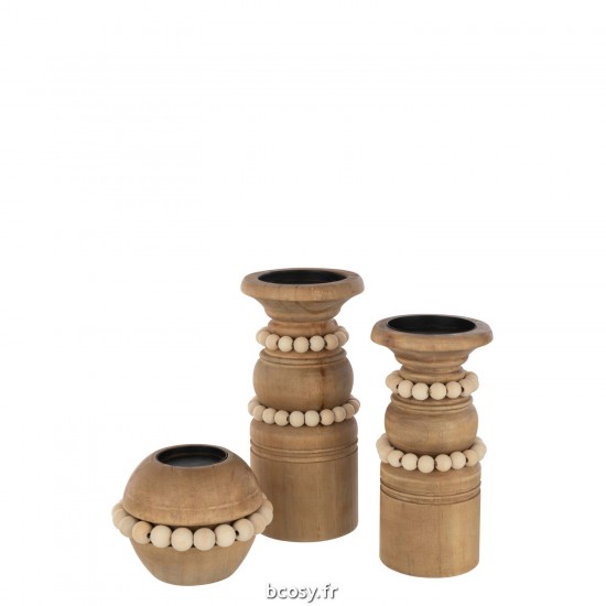 Jolipa Bougeoir Pila Pin Metal Naturel Large.