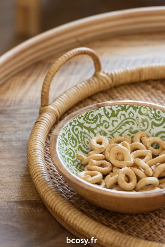 Jolipa Set De 3 Plateaux Ovales Rottin Metal Naturel.