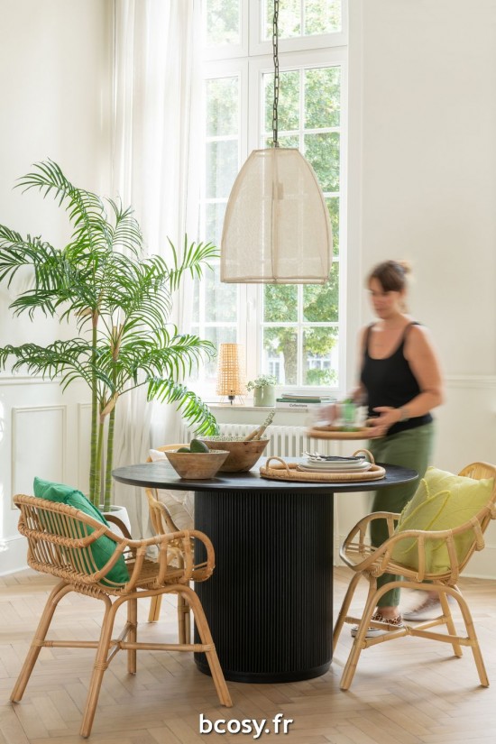 Jolipa Plafonnier Poire Lin Fer Blanc Small.