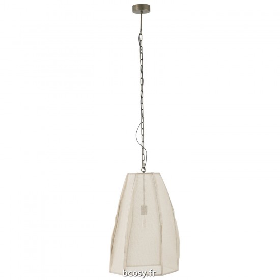 J Line Plafonnier Poire Lin Fer Blanc Large JLine 40965 by Jolipa 40965.
