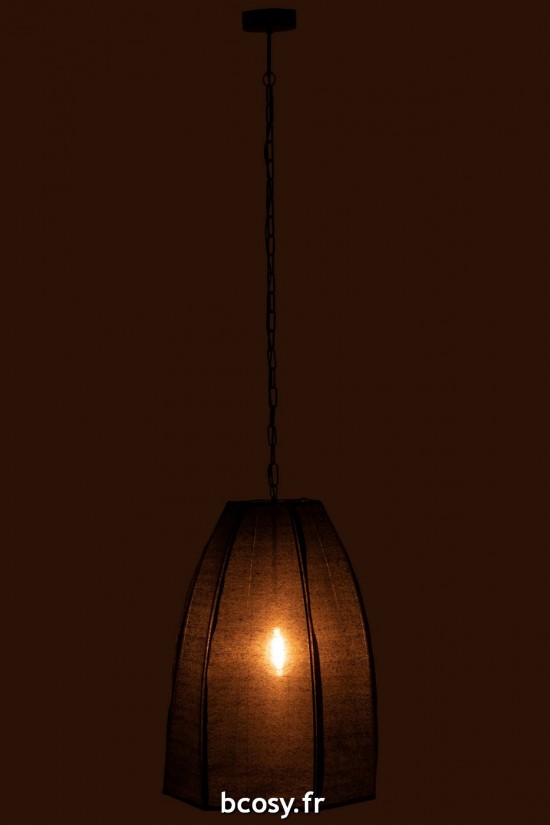 J-Line J Line lampes suspendues suspensions pendantes Jolipa Plafonnier Poire Lin Fer Noir Large.