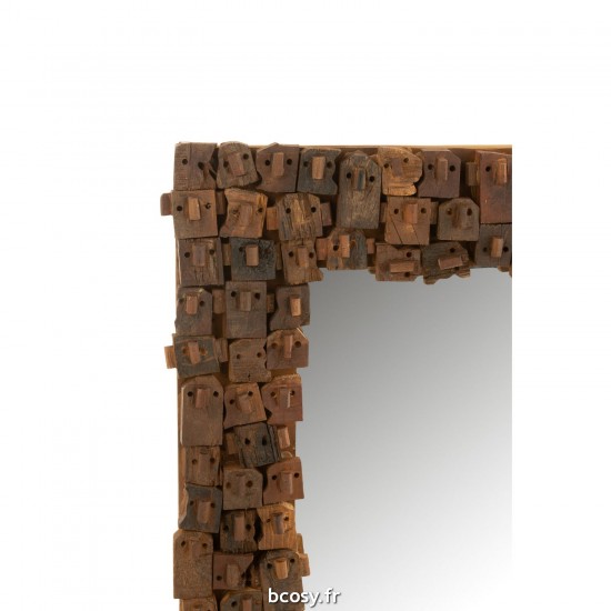 J-Line J Line Miroir mural Miroirs murals Jolipa Miroir Syma Bois Recycle Miroir Noir Naturel Small.