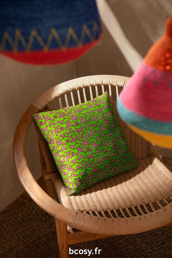 J-Line J Line coussins Coussin Motifs Tissu Vert Bleu Assortiment De 2.