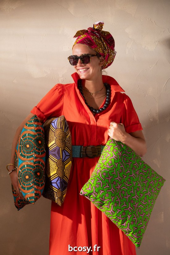 Jolipa Coussin Motifs Tissu Vert Bleu Assortiment De 2.