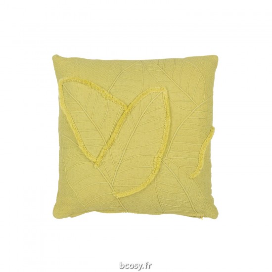 J Line Coussin Feuilles Coton Vert Citron JLine 41590 by Jolipa 41590.