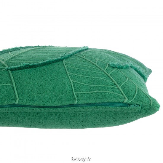 J-Line J Line coussins Jolipa Coussin Feuilles Coton Vert Fonce.