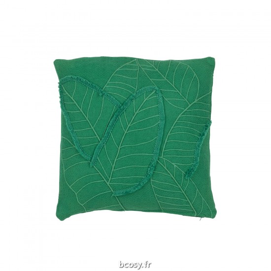 J Line Coussin Feuilles Coton Vert Fonce JLine 41591 by Jolipa 41591.