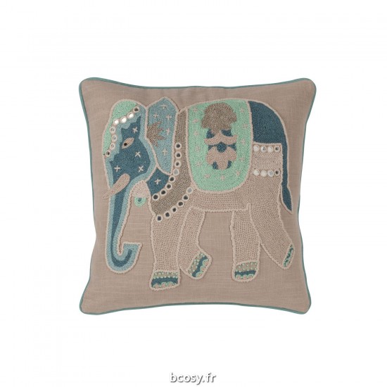 J Line Coussin Elephant Coton Gris Bleu JLine 41599 by Jolipa 41599.