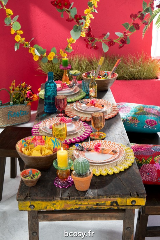 Jolipa Guirlande Fleurs Feuilles Plastique Jaune Vert Assortiment De 2.