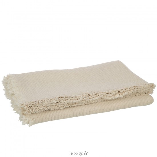 J Line Plaid Franges Mousseline De Coton Beige Clair JLine 41719 by Jolipa 41719.