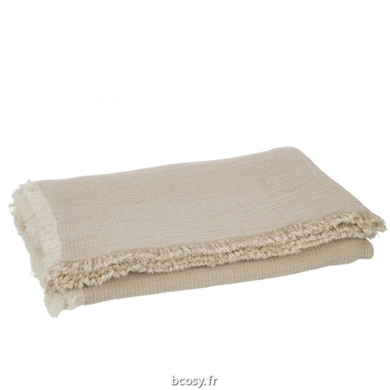 J Line Plaid Franges Mousseline De Coton Beige Foncé JLine 41721 by Jolipa 41721.