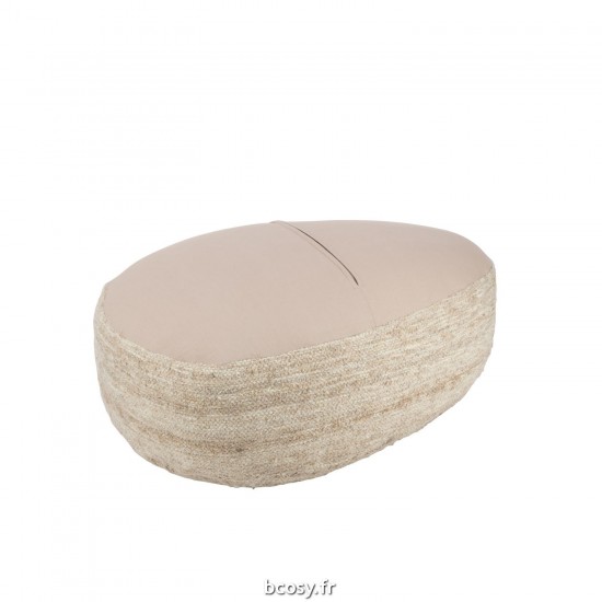 J-Line J Line poufs Jolipa Pouf Pierre Tissage Semi Uni Laine Beige.