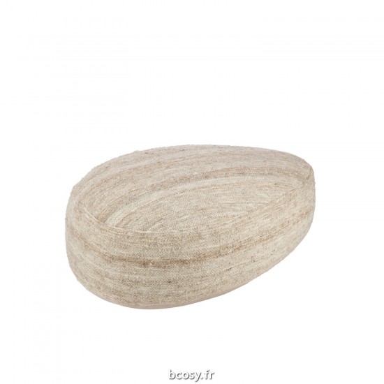 J Line Pouf Pierre Tissage Semi Uni Laine Beige JLine 41723 by Jolipa 41723.