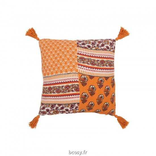 J Line Coussin Fleurs Floches Coton Orange JLine 41747 by Jolipa 41747.