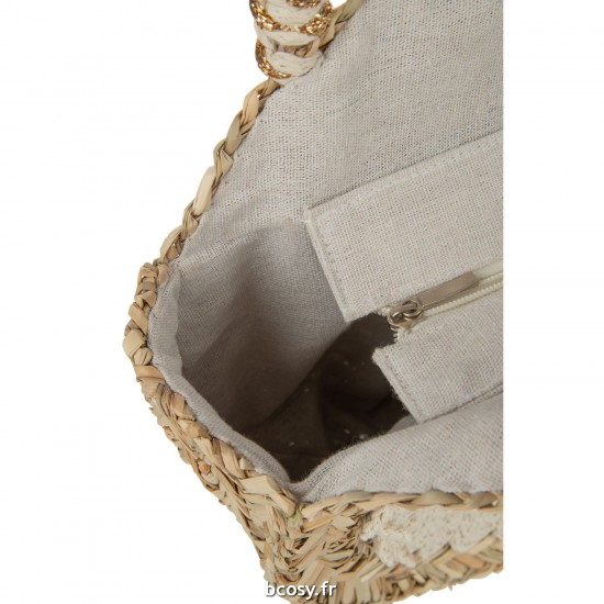 J-Line J Line sac fourre tout sacs fourre tout Jolipa Sac De Plage Rond Floche Perle En Bois Jonc De Mer Lacet Nat Bla C.