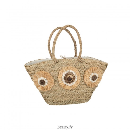 J Line Sac De Plage Tournesols Coquillages Jonc De Mer Nat JLine 41768 by Jolipa 41768.