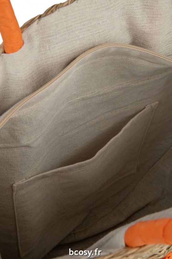 Jolipa Sac De Plage Rond Fleur Jonc De Mer Nat Jorange.