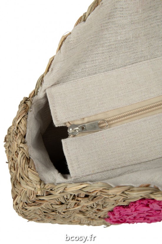 J-Line J Line sac fourre tout sacs fourre tout Jolipa Sac De Plage Rond Fleur Jonc De Mer Nat Fuchsia.