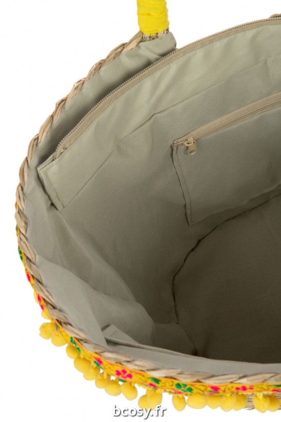 J-Line J Line sac fourre tout sacs fourre tout Jolipa Sac De Plage Fleurs Longues Franges Jonc De Mer Mix Ass3.