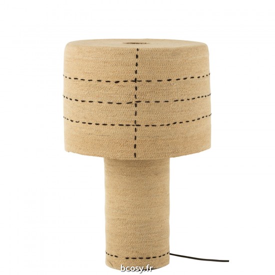 J Line Lampe Pointilles Lignes Jonc De Mer Naturel Noir JLine 41794 by Jolipa 41794.