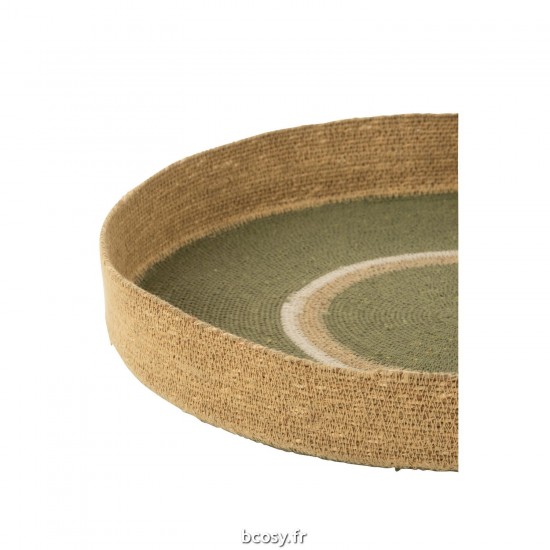 J-Line J Line Bols de décoration Bol de décoration Jolipa Plateau Rond Cercles Jonc De Merc Vert Naturel.