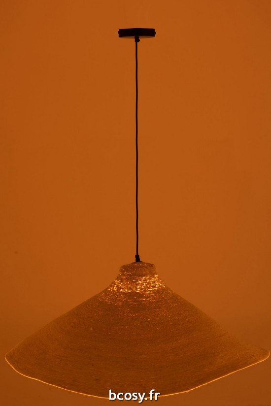 J-Line J Line lampes suspendues suspensions pendantes Jolipa Lampe Suspendue Cone Jonc De Mer Blanc.