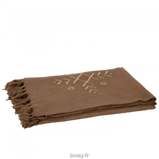 J Line Plaid Motifs Ethniques Franges Coton Marron JLine 41935 by Jolipa 41935.