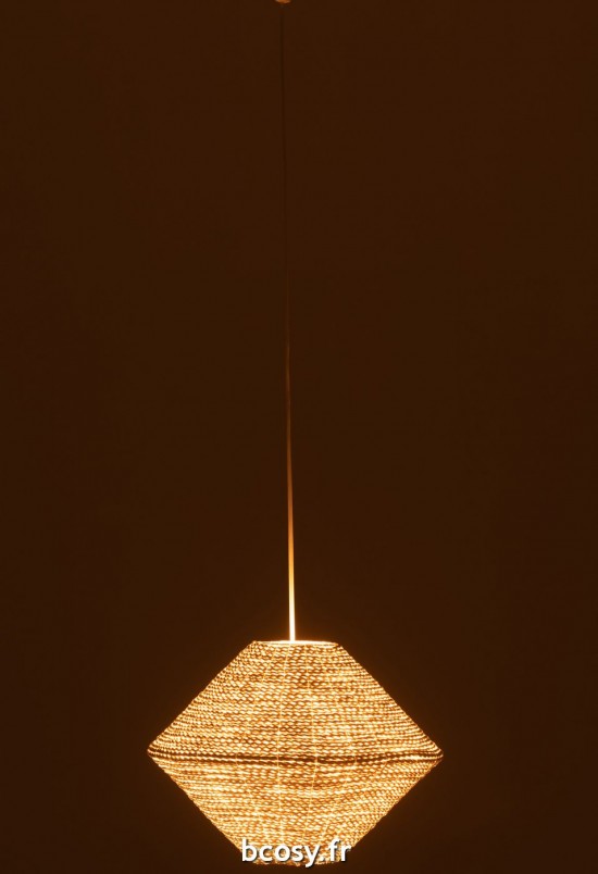 J-Line J Line lampes suspendues suspensions pendantes Jolipa Lampe Suspendue Soucoupe Raffia Blanc Small.