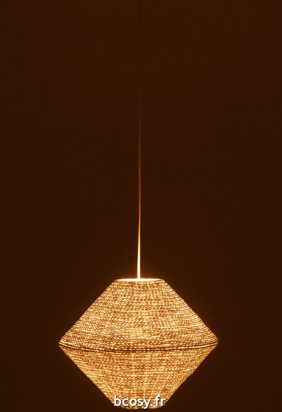 J-Line J Line lampes suspendues suspensions pendantes Jolipa Lampe Suspendue Soucoupe Raffia Blanc Large.