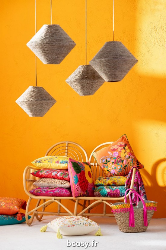 Jolipa Lampe Suspendue Soucoupe Jonc De Mer Naturel Large.