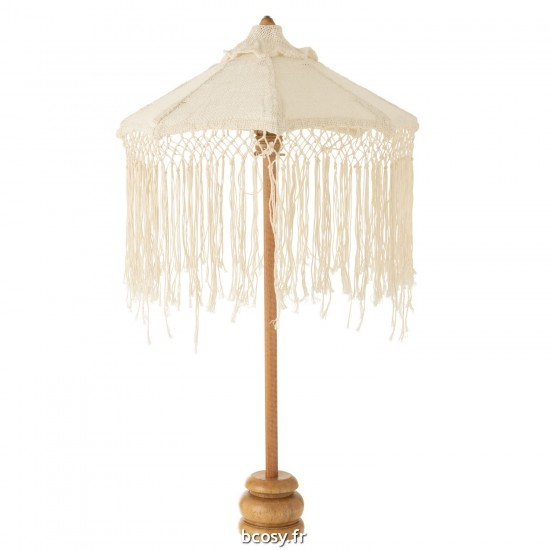 J Line Parasol Sur Pied Longues Franges Bois Tumanggal Blanc JLine 41955 by Jolipa 41955.