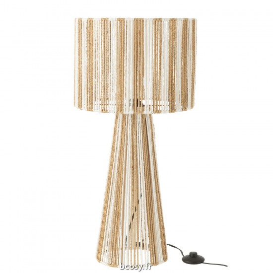 J Line Lampe Rayures Cordes Metal Papier Blanc Naturel JLine 41962 by Jolipa 41962.