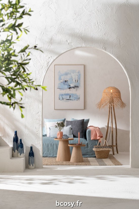 J-Line J Line tables d appoint bouts de canapé Set De 2 Tables Basses Rond Avec Rebord Bois Naturel.