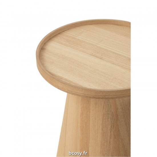 Jolipa Set De 2 Tables Basses Rond Avec Rebord Bois Naturel.
