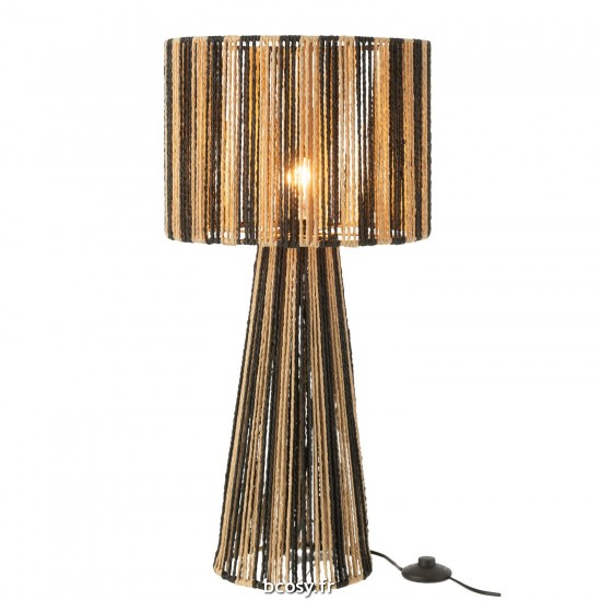 J Line Lampe Rayures Cordes Metal Papier Noir Naturel JLine 41978 by Jolipa 41978.