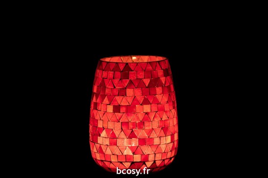 J-Line J Line photophores Jolipa Photophore Mosaic Triangle Verre Rouge Rose Medium.