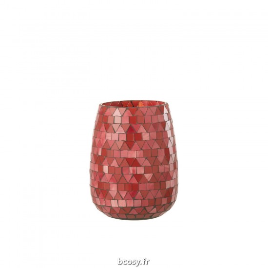 J Line Photophore Mosaic Triangle Verre Rouge Rose Medium JLine 42276 by Jolipa 42276.