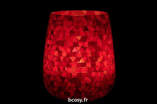 J-Line J Line photophores Jolipa Photophore Mosaic Triangle Verre Rouge Rose Large.