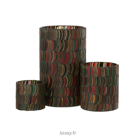 Jolipa Photophore Mosaic Courbe Verre Mix Large.