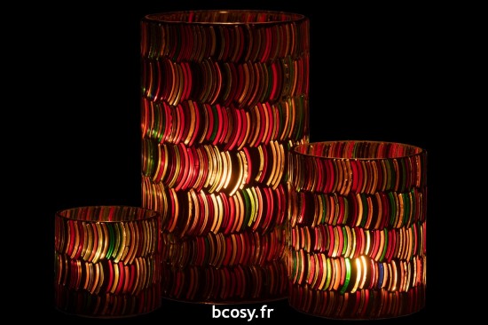 J-Line J Line lanternes photophores Photophore Mosaic Courbe Verre Mix Large.