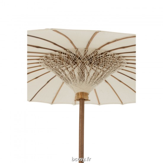 J-Line J Line ombrelles abris soleil Jolipa Parasol Lorie Bois Coton Blanc.