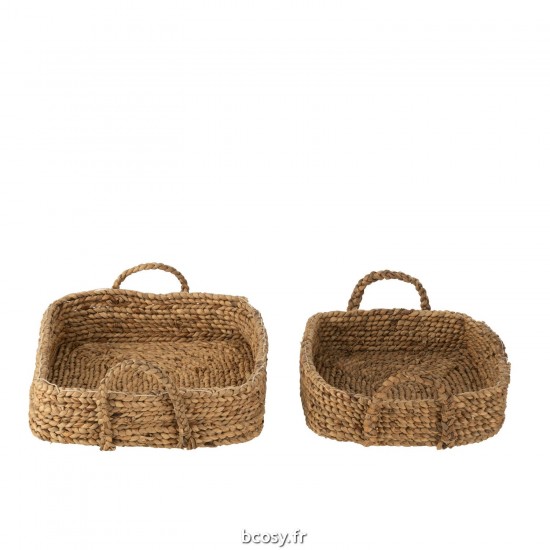 J-Line J Line Plateau de service plateaux de service Jolipa Set De 2 Plateaux Paniers Jacinthe D Eau Naturel.