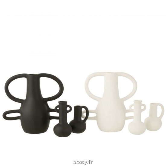 J-Line J Line vases Jolipa Vase 4 Poignees Terracotta Noir.