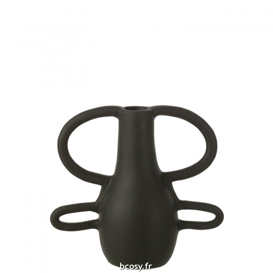 J Line Vase 4 Poignees Terracotta Noir JLine 42393 by Jolipa 42393.